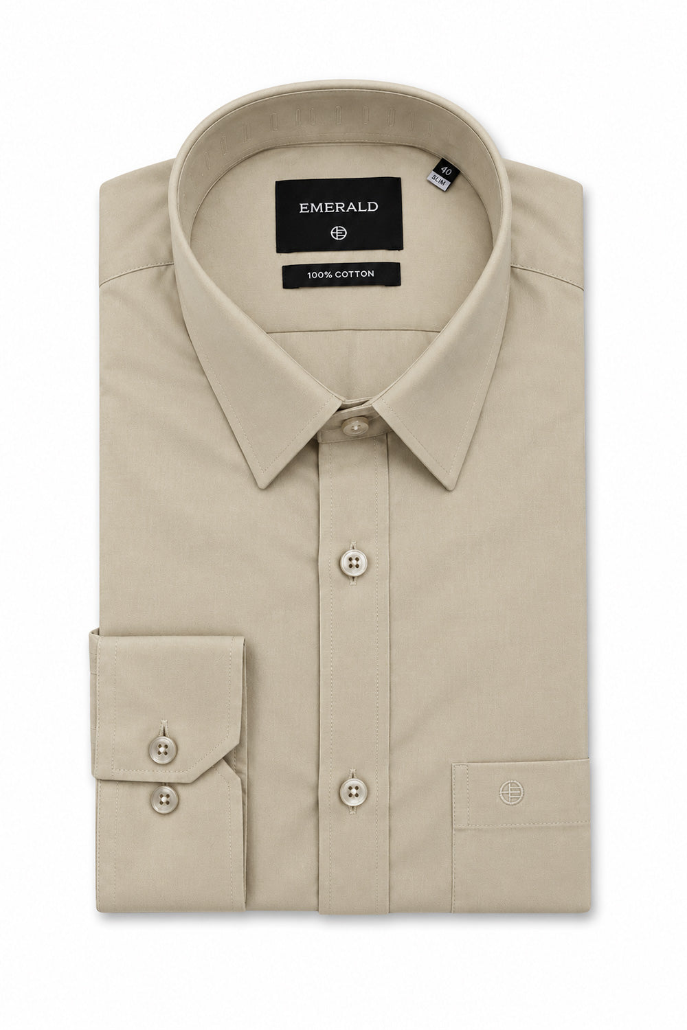 Emerald Formal Slim Fit Long Sleeve Shirt - Light Brown