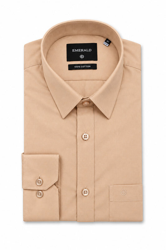 Emerald Formal Slim Fit Long Sleeve Shirt - Brown Sheb