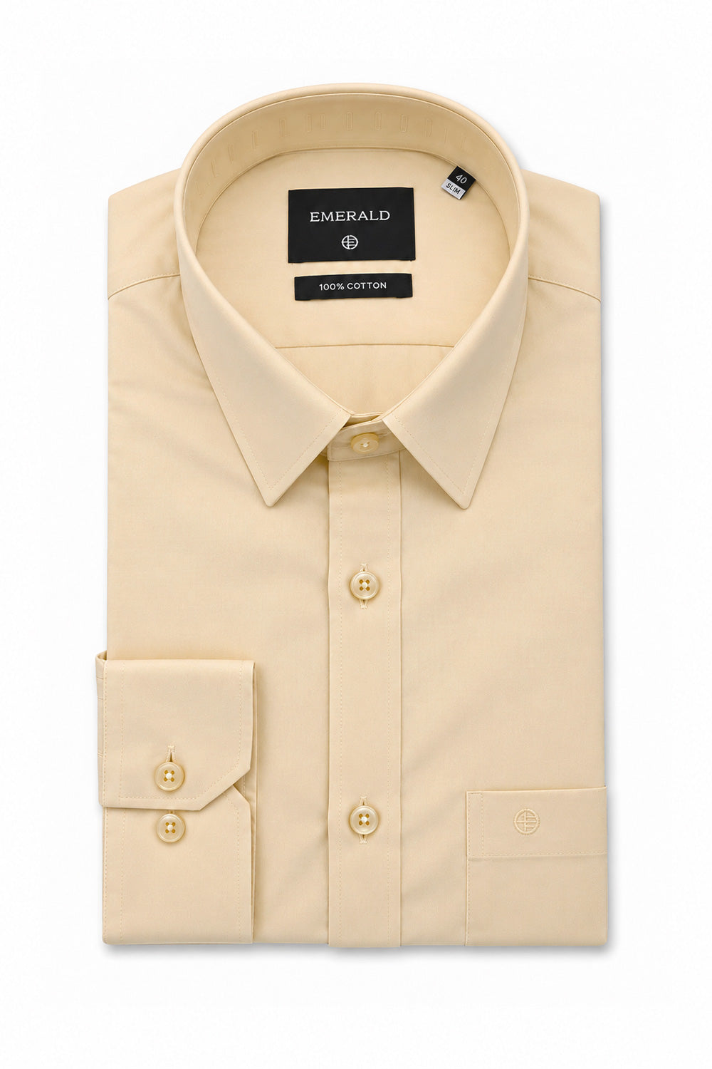 Emerald Formal Slim Fit Long Sleeve Shirt - Yellow Cream
