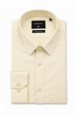 Emerald Formal Slim Fit Long Sleeve Shirt - Yellow Cream (Dark Plain)