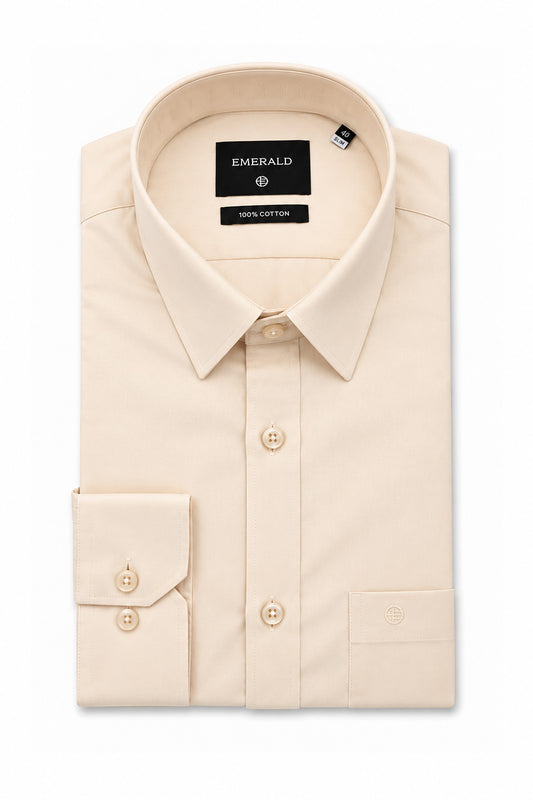 Emerald Formal Slim Fit Long Sleeve Shirt - Cream
