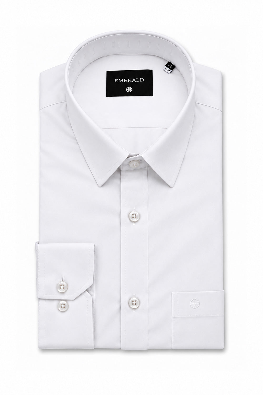 Emerald Formal Slim Fit Long Sleeve Shirt - White