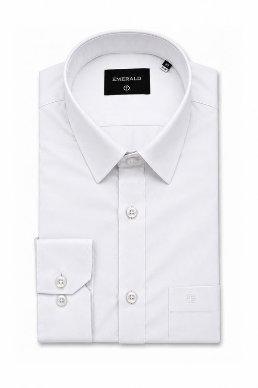 Emerald Formal Slim Fit Long Sleeve Shirt - White