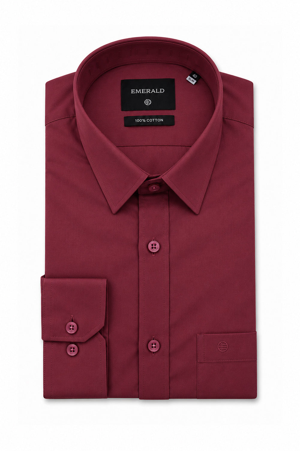 Emerald Formal Slim Fit Long Sleeve Shirt - Brick