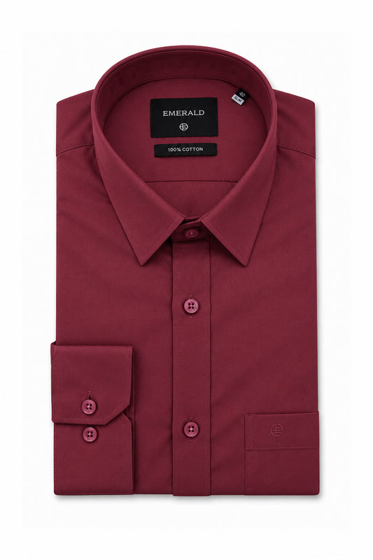 Emerald Formal Slim Fit Long Sleeve Shirt - Brick
