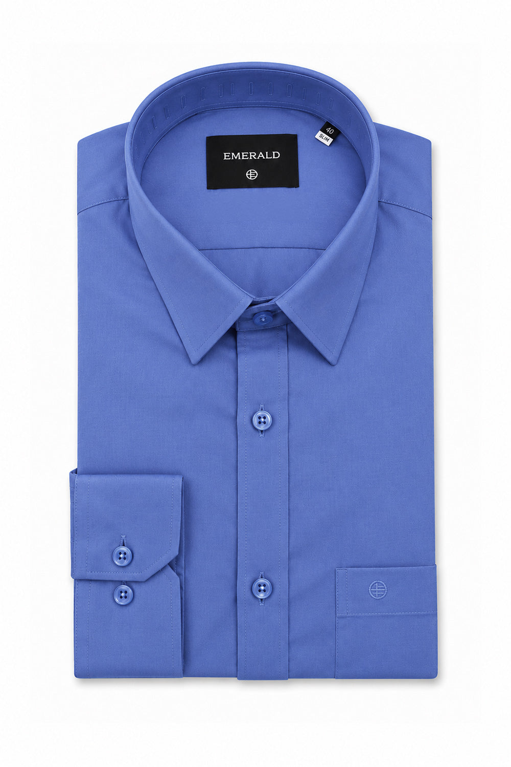 Emerald Formal Slim Fit Long Sleeve Shirt - Blue Marina