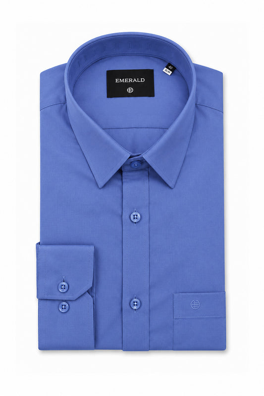 Emerald Formal Slim Fit Long Sleeve Shirt - Blue Marina