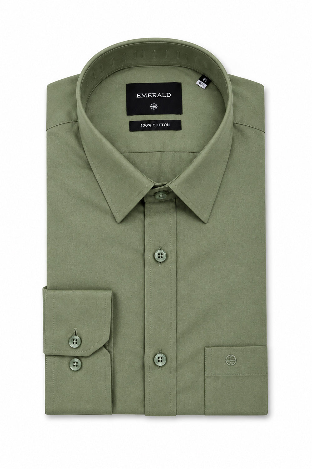Emerald Formal Slim Fit Long Sleeve Shirt - Green Dust