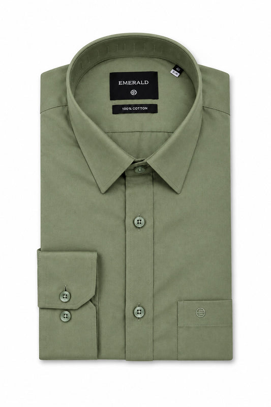 Emerald Formal Slim Fit Long Sleeve Shirt - Green Dust
