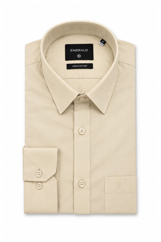 Emerald Formal Slim Fit Long Sleeve Shirt - Brown COC
