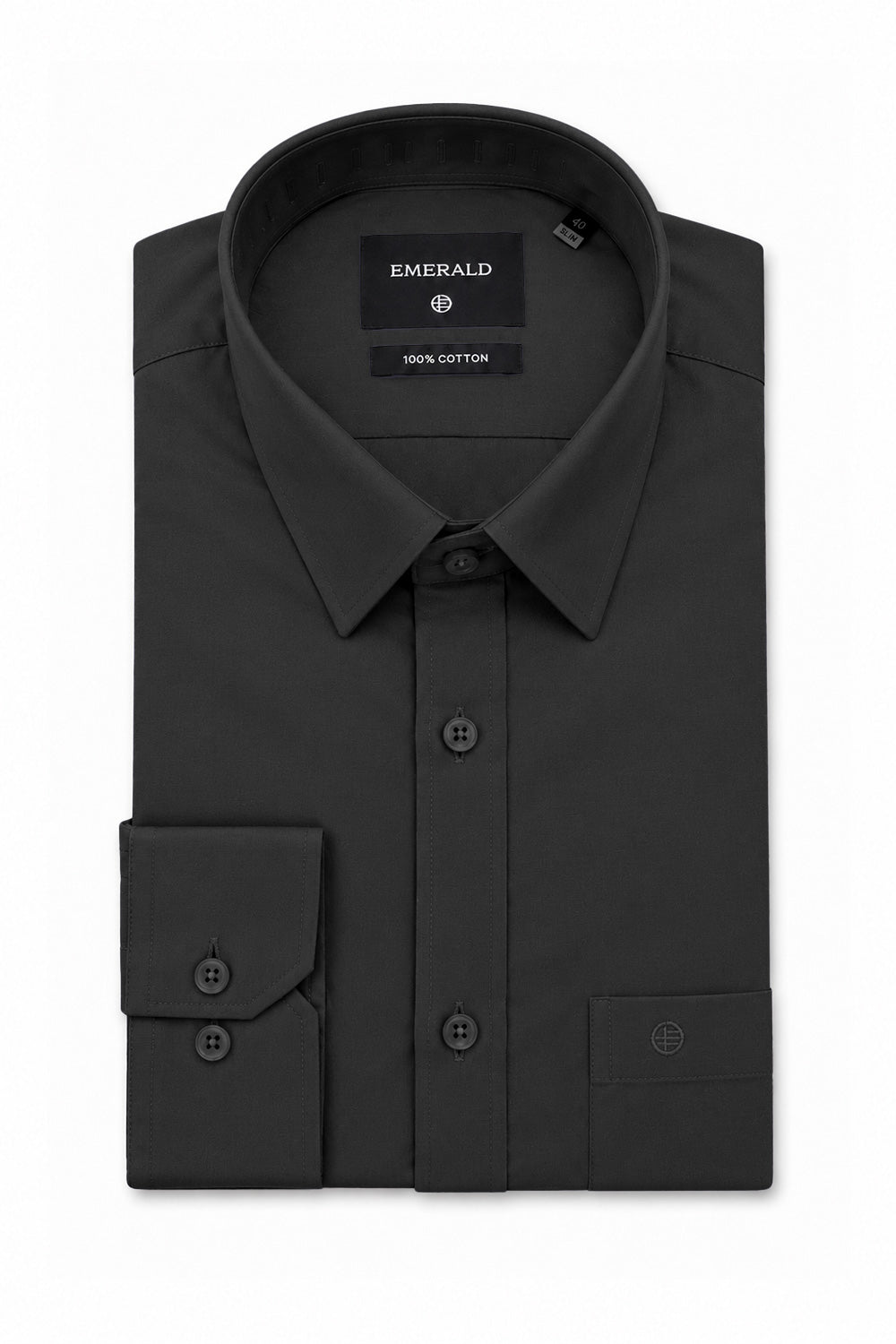 Emerald Formal Slim Fit Long Sleeve Shirt - Black INK