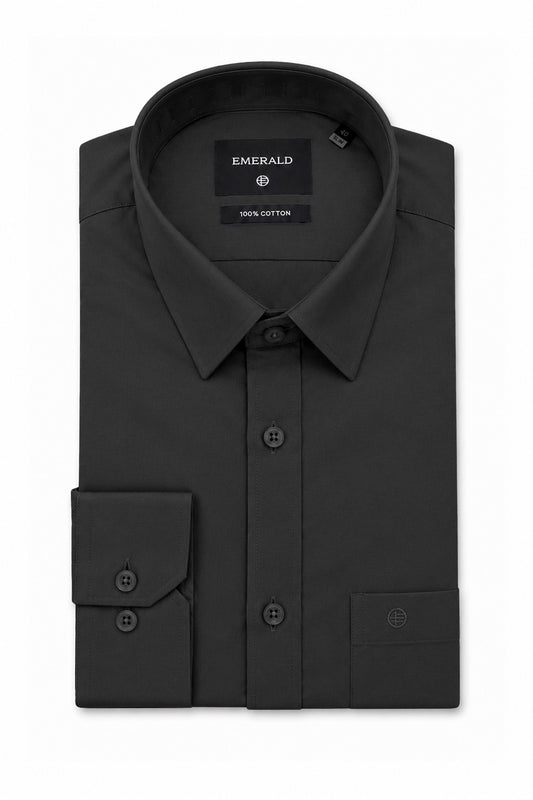 Emerald Formal Slim Fit Long Sleeve Shirt - Black INK
