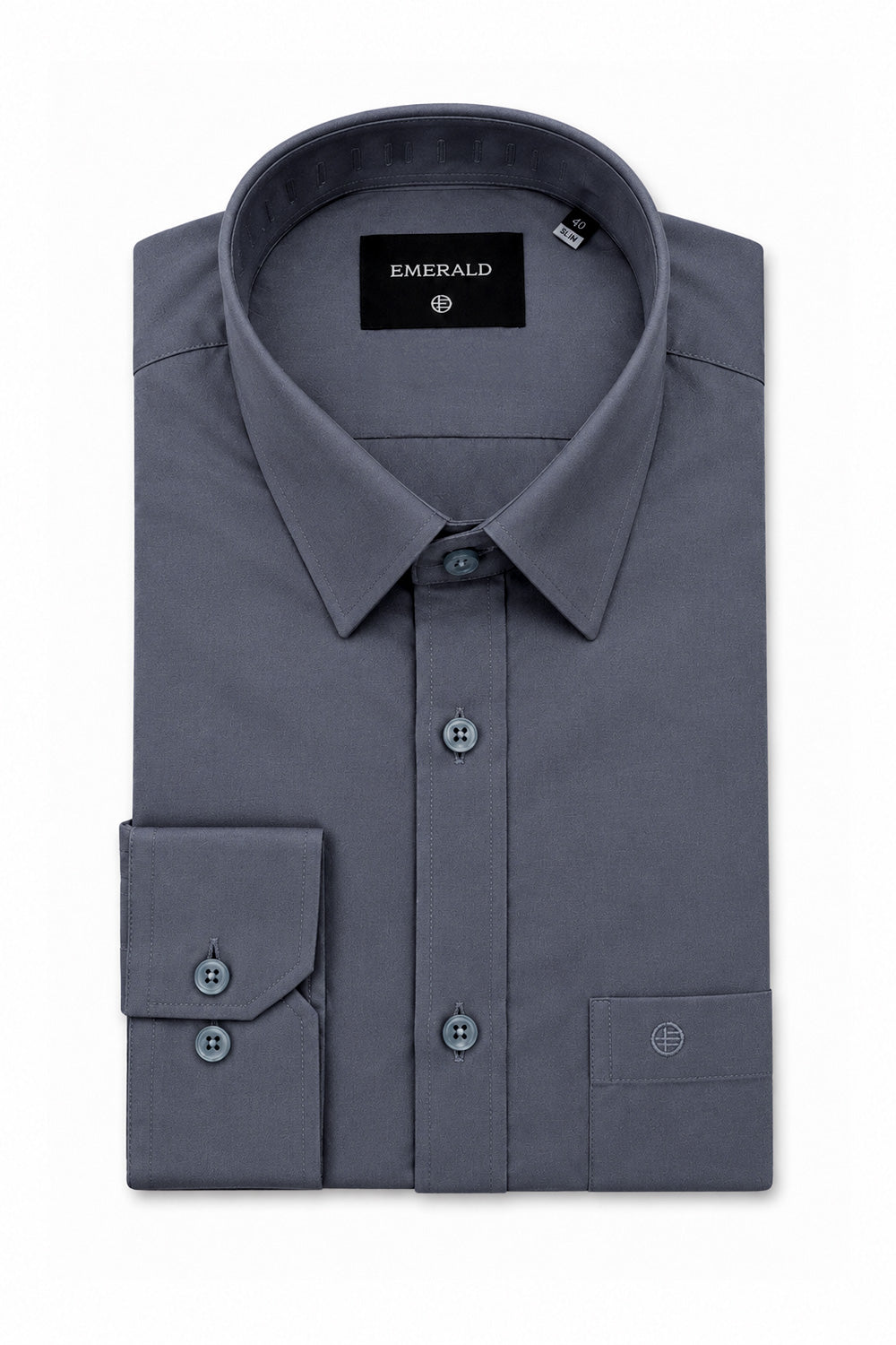 Emerald Formal Slim Fit Long Sleeve Shirt - Steel Grey