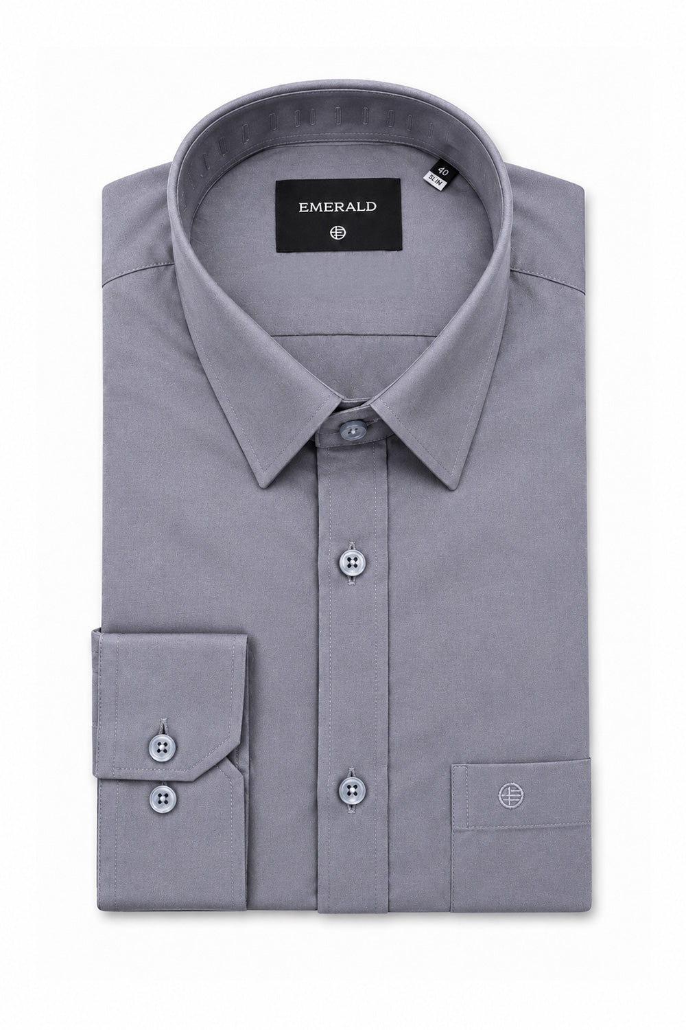 Emerald Formal Slim Fit Long Sleeve Shirt - Castor Grey