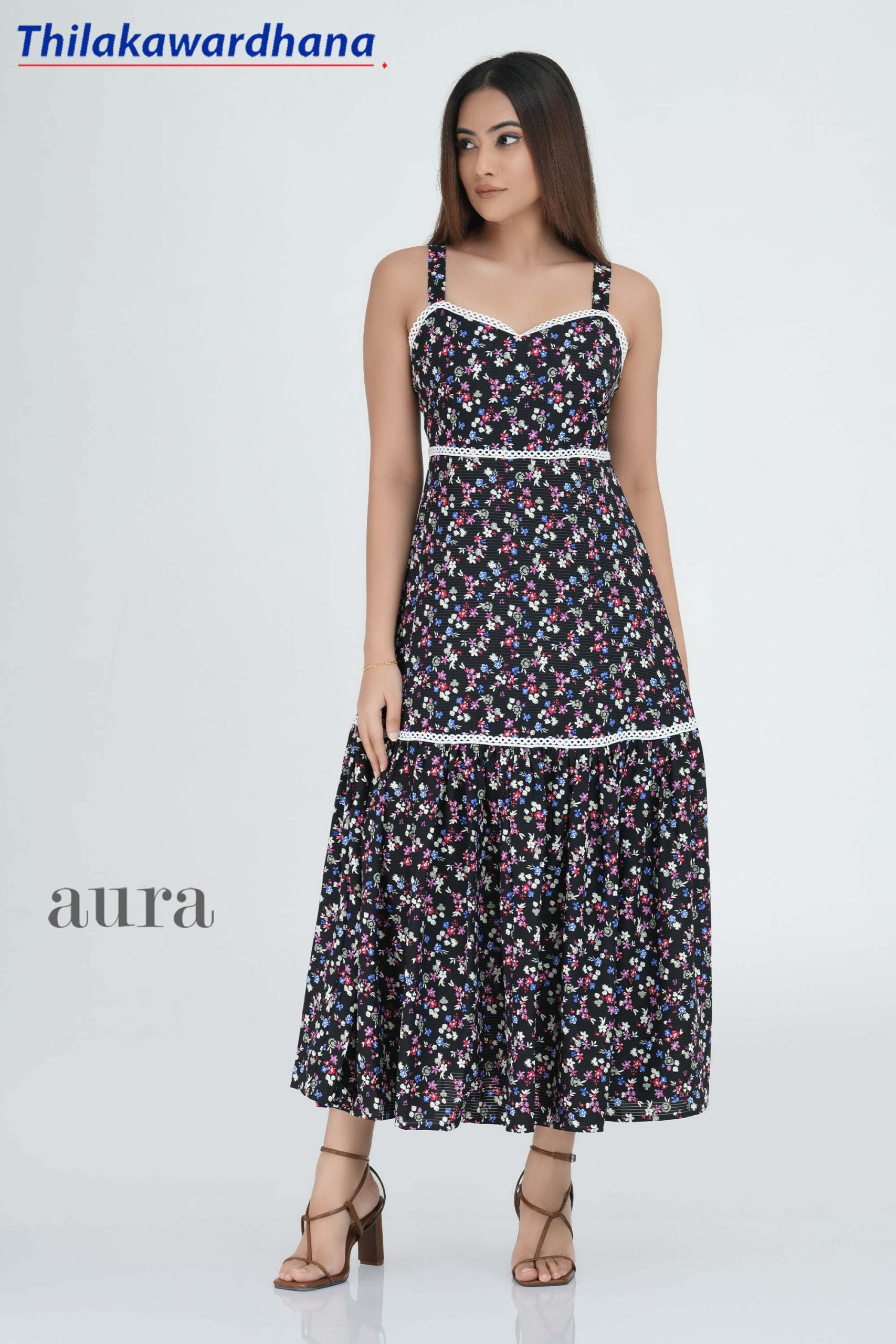 Aura Lace Detailed Printed Dress – Thilakawardhana