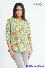 Engage Printed 3/4 Sleeve Top