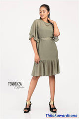 Tendenza Swiss Dot Frilled Hem Dress