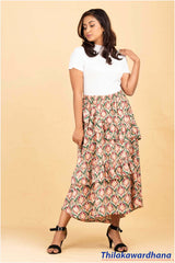 Aura Layered Printed Maxi Skirt - Free Size