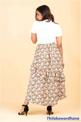 Aura Layered Printed Maxi Skirt - Free Size