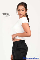 Tendenza Round Neck Ribbed Top