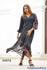 Aura Overlapped Printed Maxi Dress