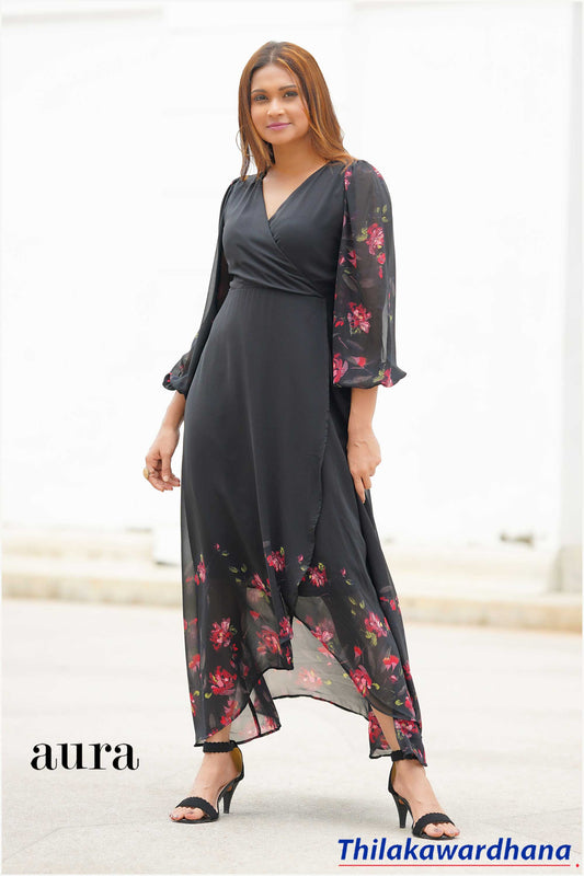 Aura Overlapped Printed Maxi Dress