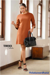 Tendenza Sleeve Contrast Detailed Aline Dress