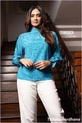 Tendenza Raglan Sleeve Printed Top