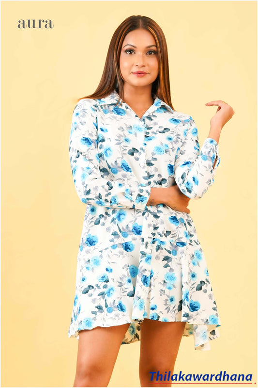 Aura Blossom Breeze Shirt Dress