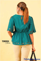 Tendenza Laser Cut Split Sleeve Top