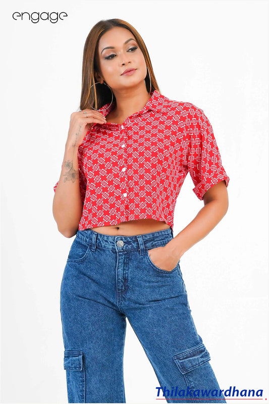 Engage Crimson Weave Crop Top