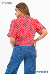 Engage Crimson Weave Crop Top