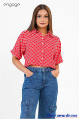 Engage Crimson Weave Crop Top