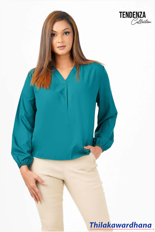 Tendenza V Neck Long Sleeve Work Wear Top