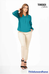 Tendenza V Neck Long Sleeve Work Wear Top