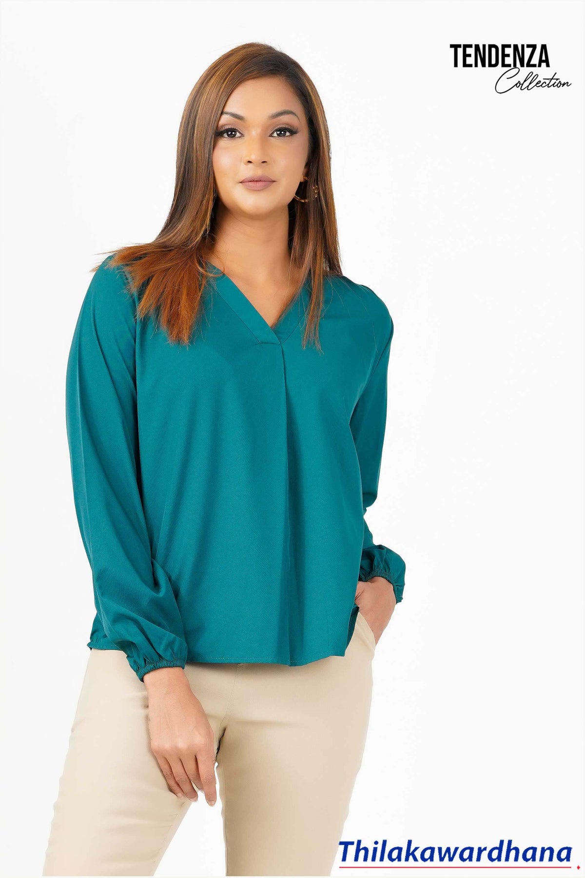 Tendenza V Neck Long Sleeve Work Wear Top