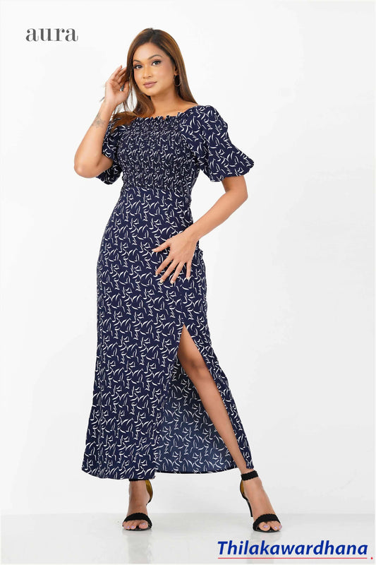 Aura Smocked Printed Maxi Dress