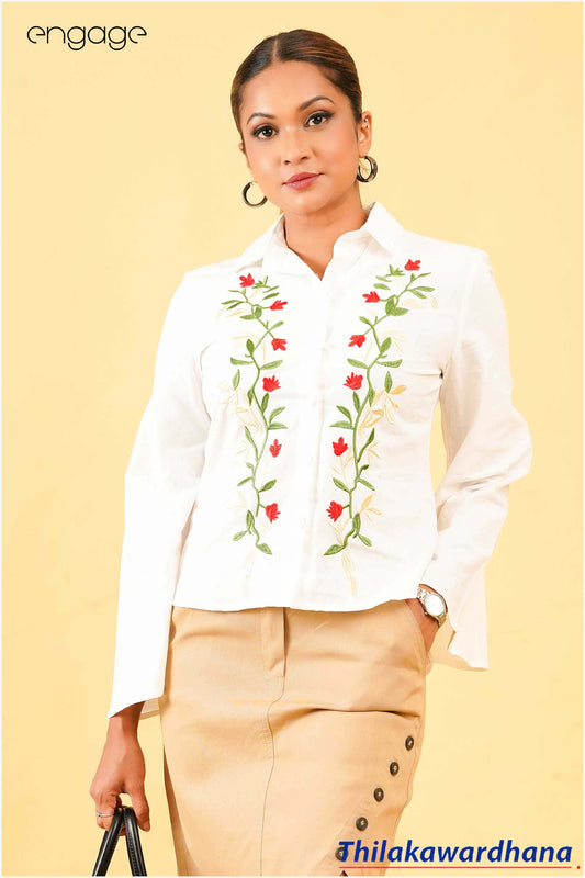 Engage Embroidered Linen Top