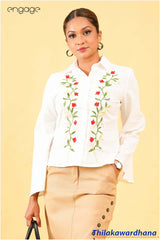 Engage Embroidered Linen Top