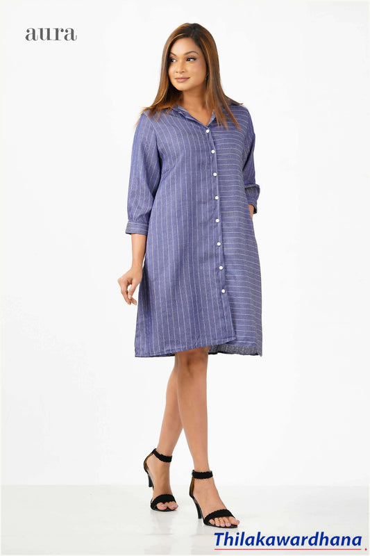 Aura 3/4 Sleeve Striped Shift Dress