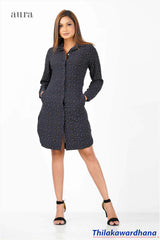 Aura Long Sleeve Printed Shirt Dress