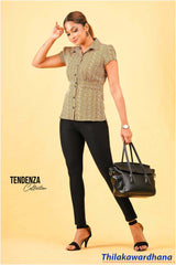 Tendenza Waist Band Detailed Printed Top