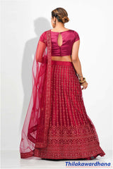 Work Detailed Deep Red Lehenga