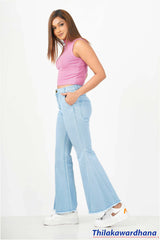 Light Washed Flared Hem Jean