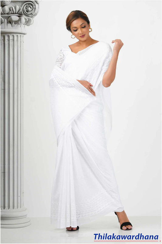 Cutlon White Saree