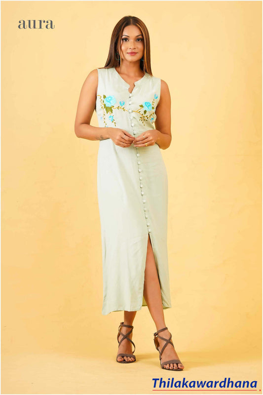 Aura Embroidered Sleeveless Midi Dress