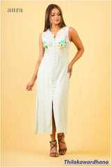 Aura Embroidered Sleeveless Midi Dress