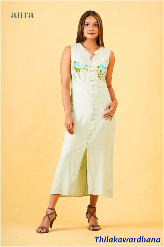 Aura Embroidered Sleeveless Midi Dress