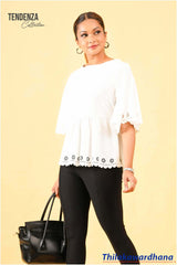 Tendenza Laser Cut Split Sleeve Top