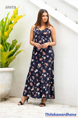 Aura Floral Printed Strappy Maxi Dress